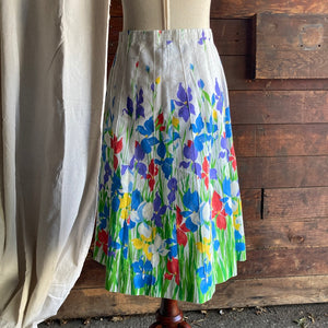 70s Vintage Iris Print Skirt