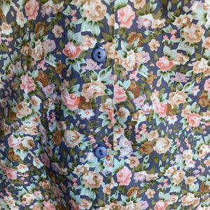90s Vintage Cotton Floral Button-Up Blouse