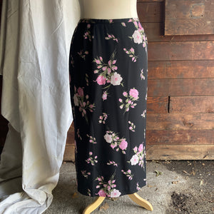 90s Vintage Plus Size Rose Maxi Skirt