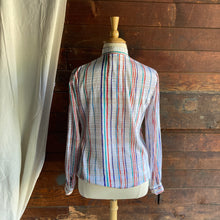 Load image into Gallery viewer, 80s Vintage Multicolored Striped Poly Blouse
