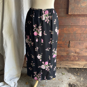 90s Vintage Plus Size Rose Maxi Skirt
