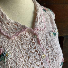 Load image into Gallery viewer, Vintage Embroidered Pink Cotton Cardigan
