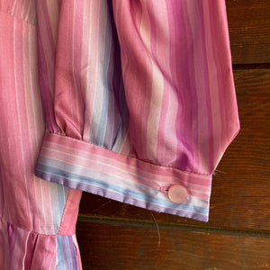80s Vintage Pink Striped Dress