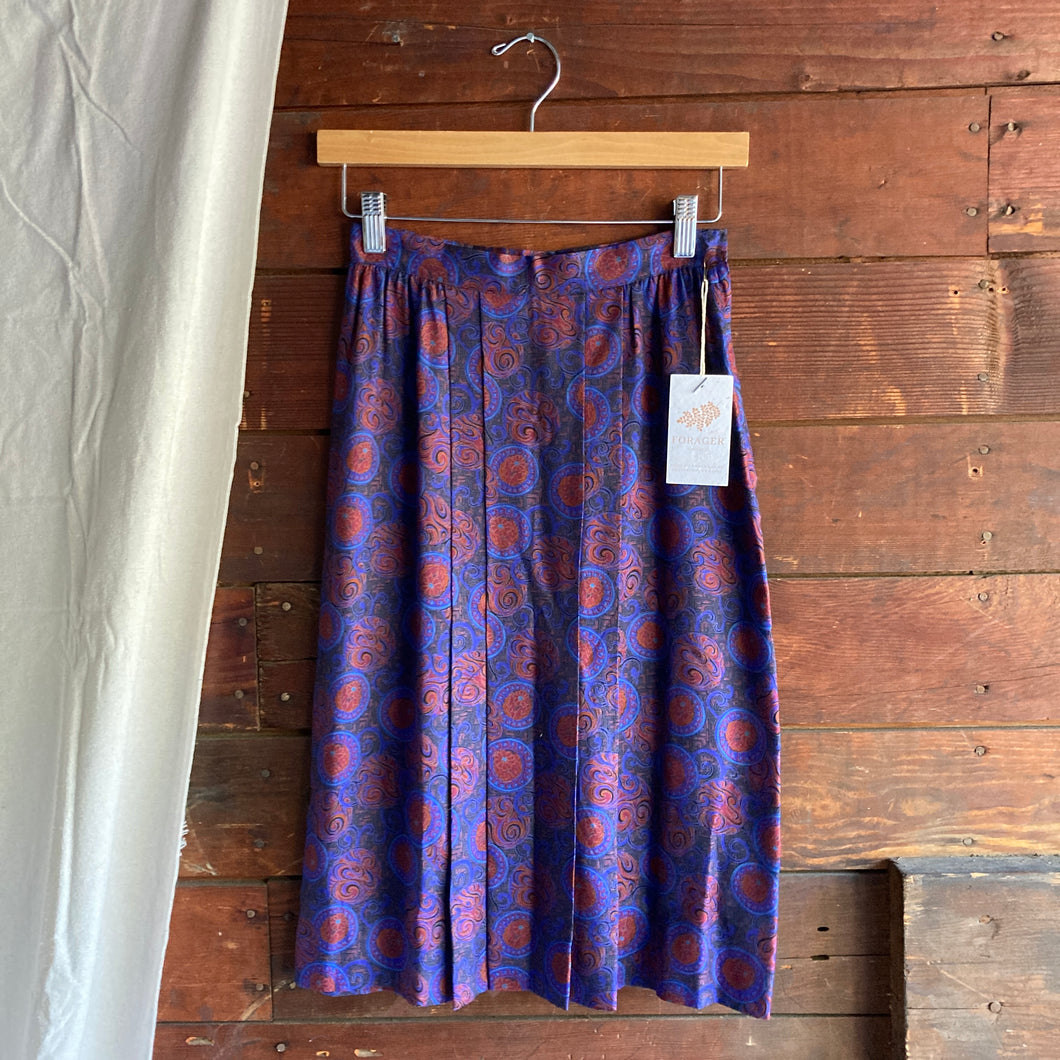 90s Vintage Rayon Blend Bright Midi Skirt