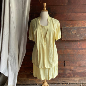 90s Vintage Plus Size Layered Yellow Dress
