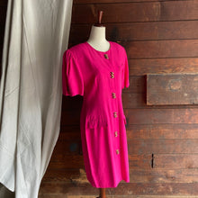 Load image into Gallery viewer, 80s/90s Vintage Fuschia Midi Dress
