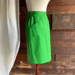 90s Vintage Green Twill Pencil Skirt