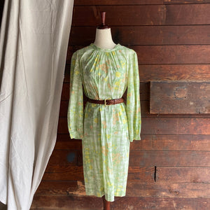 60s Vintage Rayon & Cotton Blend Dress