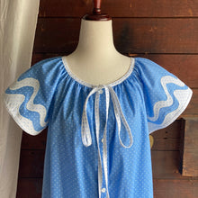 Load image into Gallery viewer, 80s Vintage Blue Polka Dot House Dress
