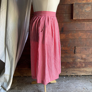 90s Vintage Red Gingham Maxi Skirt with Pockets
