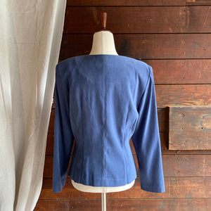 90s Vintage Embroidered Blue Polyester Jacket