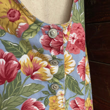 Load image into Gallery viewer, 90s Vintage Floral Denim Jumper Dress
