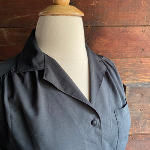 Vintage Polyester Black Button-Down Blouse
