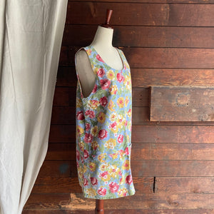 90s Vintage Floral Denim Jumper Dress