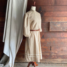 Load image into Gallery viewer, 70s Vintage Tan High Collar Dress
