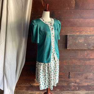 70s/80s Vintage Green Top & Skirt Set