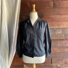 Load image into Gallery viewer, Vintage Polyester Black Button-Down Blouse
