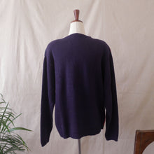 Load image into Gallery viewer, Chunky Knit Embroidered Navy and Burgundy Cardigan
