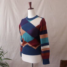 Load image into Gallery viewer, Multicolored Diamond Pattern Knit Sweater
