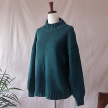 Load image into Gallery viewer, Green Chunky Knit Turtleneck Sweater
