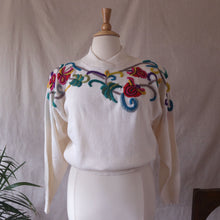 Load image into Gallery viewer, Chunky Hand-Embroidered Off-White Knit Sweater
