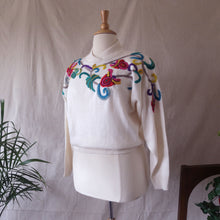 Load image into Gallery viewer, Chunky Hand-Embroidered Off-White Knit Sweater
