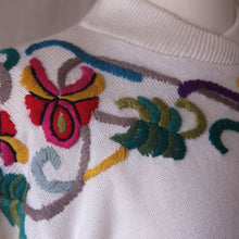 Load image into Gallery viewer, Chunky Hand-Embroidered Off-White Knit Sweater
