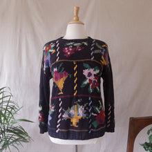 Load image into Gallery viewer, Emroidered Floral Arrangements Chunky Knit Sweater
