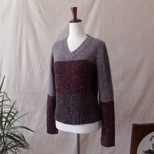 Load image into Gallery viewer, V-Neck Colorblocked Charcoal Sweater
