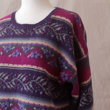 Load image into Gallery viewer, Floral and Berry Stripe Embroidered Sweater
