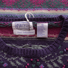Load image into Gallery viewer, Floral and Berry Stripe Embroidered Sweater
