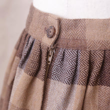 Load image into Gallery viewer, Brown Tweed Check Beige Mini Skirt
