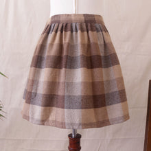 Load image into Gallery viewer, Brown Tweed Check Beige Mini Skirt
