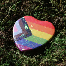 Load image into Gallery viewer, Progress Pride Flag Heart Button Pin
