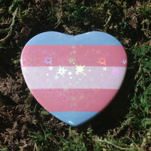 Load image into Gallery viewer, Trans Flag Heart Button Pin
