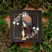 Load image into Gallery viewer, Kestrel and Fish Enamel Pin
