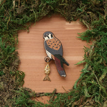 Load image into Gallery viewer, Kestrel and Fish Enamel Pin
