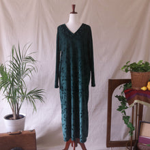 Load image into Gallery viewer, Leaf-Embossed Velour Midi Dress

