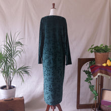 Load image into Gallery viewer, Leaf-Embossed Velour Midi Dress
