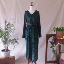 Load image into Gallery viewer, Leaf-Embossed Velour Midi Dress
