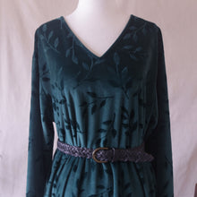 Load image into Gallery viewer, Leaf-Embossed Velour Midi Dress
