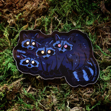 Load image into Gallery viewer, Nocturnal Raccoons Holo Vinyl Sticker

