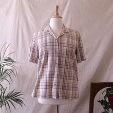 Load image into Gallery viewer, Cream Plaid Short Sleeve Blouse (1X)
