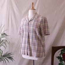 Load image into Gallery viewer, Cream Plaid Short Sleeve Blouse (1X)
