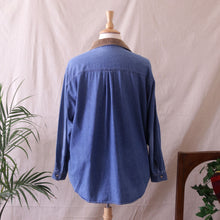 Load image into Gallery viewer, Embroidered Cottage Motif Denim Shirt (2X/3X)
