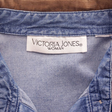 Load image into Gallery viewer, Embroidered Cottage Motif Denim Shirt (2X/3X)
