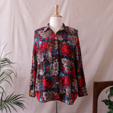 Load image into Gallery viewer, Plaid Paisley and Rose Print Blouse (2X)
