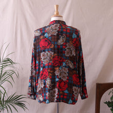 Load image into Gallery viewer, Plaid Paisley and Rose Print Blouse (2X)

