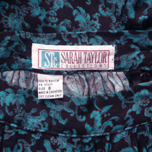 Load image into Gallery viewer, Gathered Teal Vine Pattern Maxi Skirt (S)
