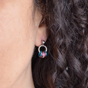 Tiny Chainmail Pride Flag Earrings